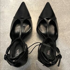 Zara Black Strappy Heels for Women